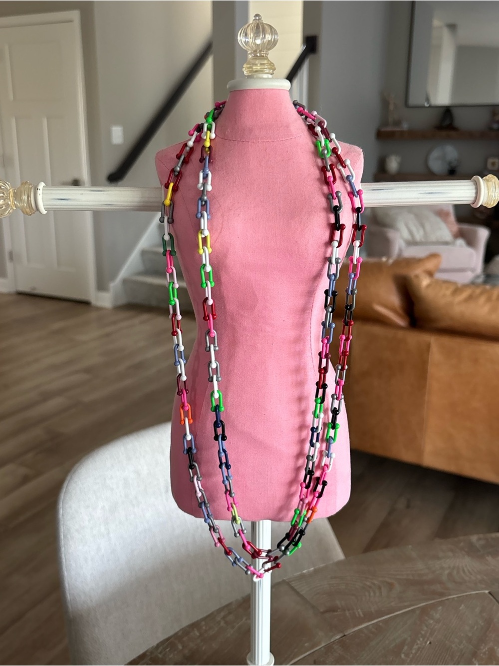 Karli Buxton Colorful Multi-Chain Link Necklace — Pink, Green, Yellow & More